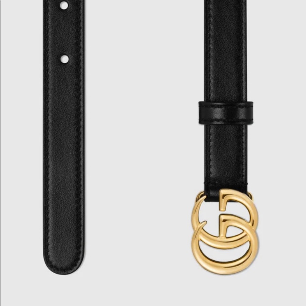 Gucci Thin Leather Belt with Double G